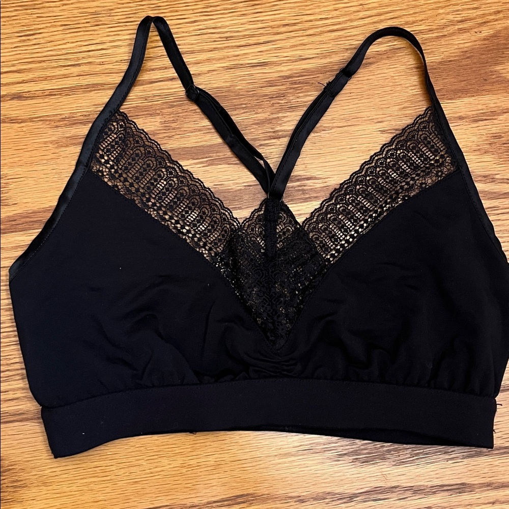 NWOT Splendid 24/7 LYR Lace Trim Black Bralette